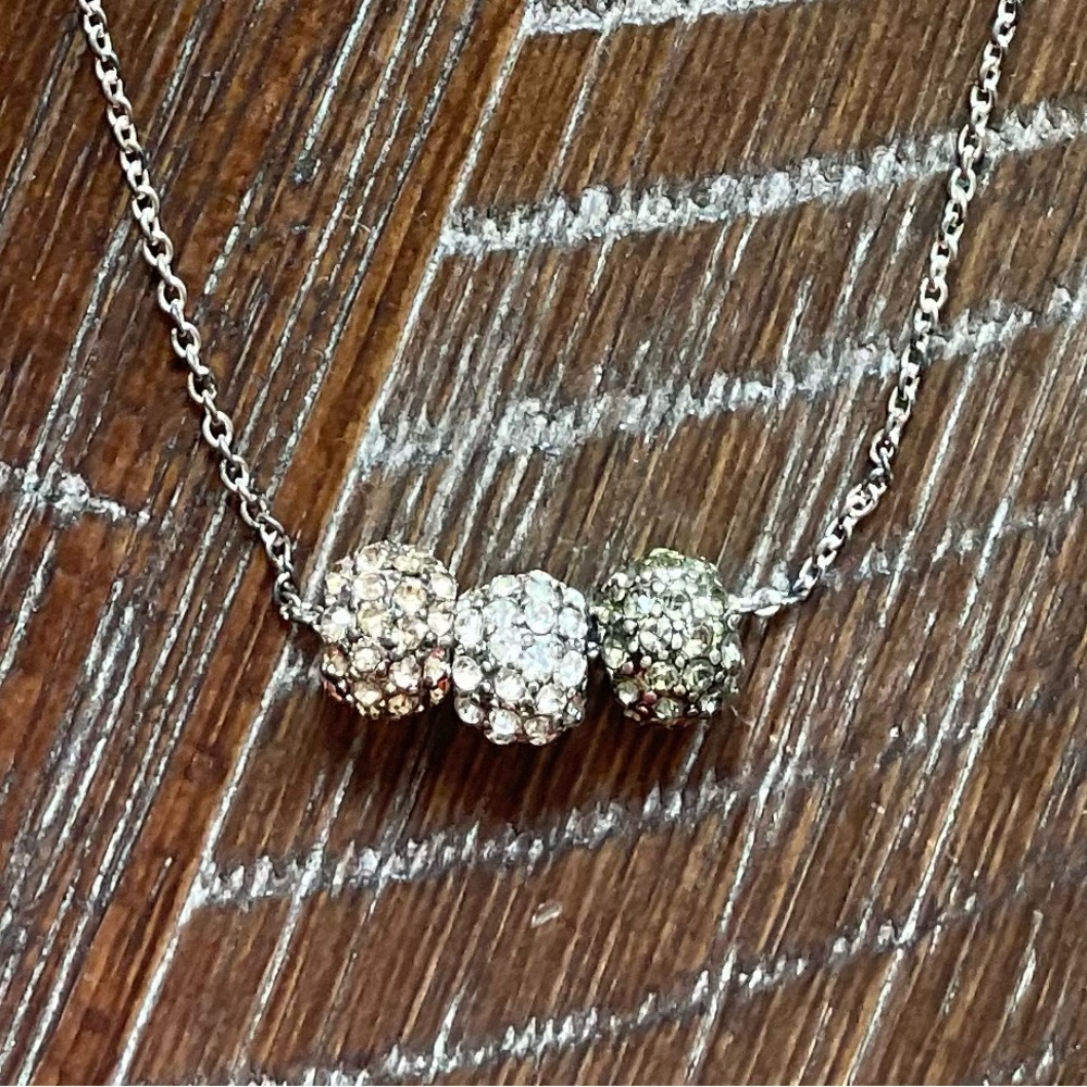 Elegant Silver Necklace from mark. By Avon. Three jeweled beads. Silver necklace